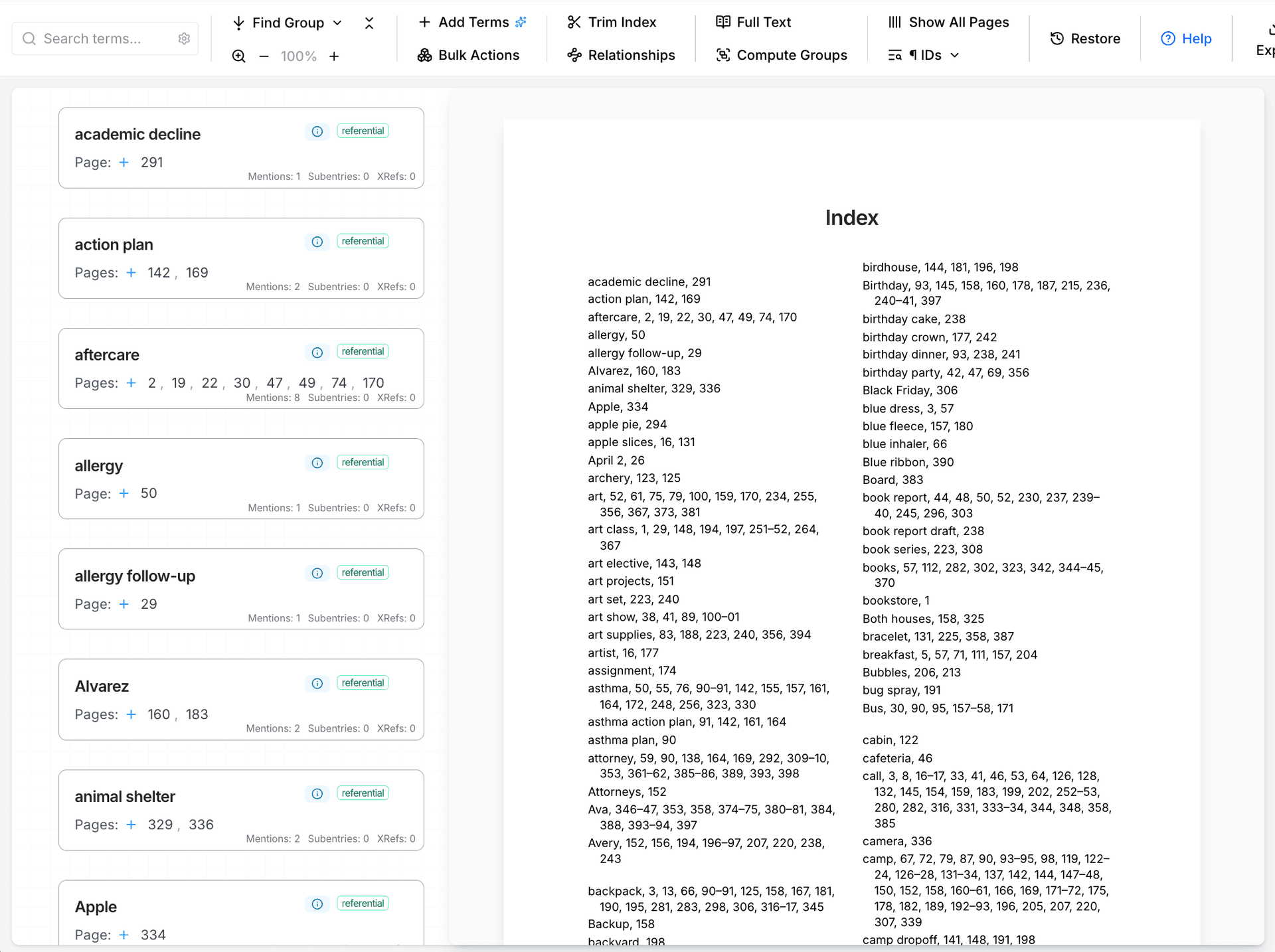 ExhibitX AI legal document analysis interface showing extracted facts, entities, and relationships